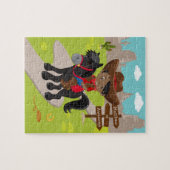 Gepersonaliseerde zwarte cowboy Jigzaag Puzzle Legpuzzel (Horizontaal)