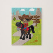 Gepersonaliseerde zwarte cowboy Jigzaag Puzzle Legpuzzel (Verticaal)