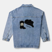 Gepersonaliseerde zwarte Cowboy Rodeo Pet Boot Denim Jacket (Achterkant)