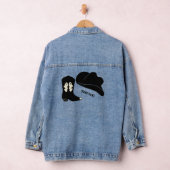 Gepersonaliseerde zwarte Cowboy Rodeo Pet Boot Denim Jacket (Hangar)
