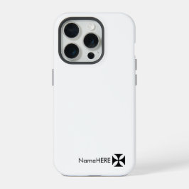 Gepersonaliseerde Zwarte Cross Pattee Art, Zwart & iPhone 15 Pro Case