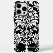 Gepersonaliseerde zwarte Damask Case-Mate iPhone Case (Achterkant)