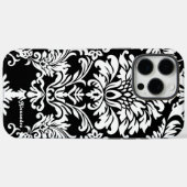 Gepersonaliseerde zwarte Damask Case-Mate iPhone Case (Achterkant (horizontaal))
