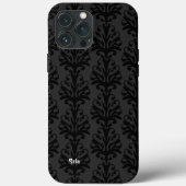 Gepersonaliseerde zwarte Damask Case-Mate iPhone Case (Achterkant)