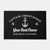 Gepersonaliseerde zwarte deurmat met zeesterren & (Voorkant)