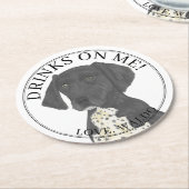 Gepersonaliseerde zwarte Duitse kortharige pointer Ronde Kartonnen Onderzetter (Gebogen)