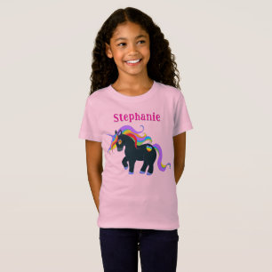Gepersonaliseerde zwarte eenhoorn t-shirt