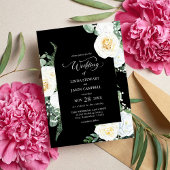 Gepersonaliseerde zwarte elegante witte rozen brui kaart