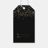 Gepersonaliseerde zwarte en goudbruiloft cadeaulabel (Voorkant)