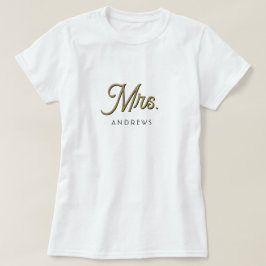 Gepersonaliseerde zwarte en gouden bruiloft T-Shir T-shirt