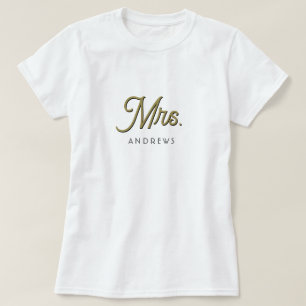 Gepersonaliseerde zwarte en gouden bruiloft T-Shir T-shirt