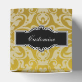 Gepersonaliseerde zwarte en gouden Damask Heart Bo Bedankdoosjes (Bovenkant)