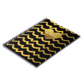 Gepersonaliseerde zwarte en gouden glitterstrepen notitieboek (Linkerzijde)