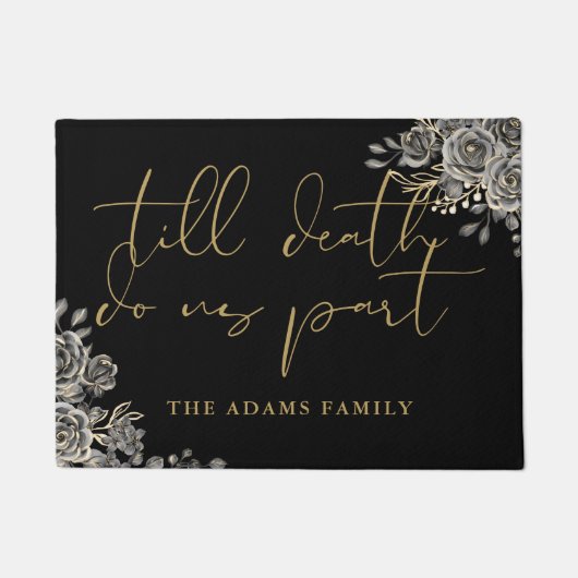 Gepersonaliseerde zwarte en gouden Gothic Deurmat (Voorkant)