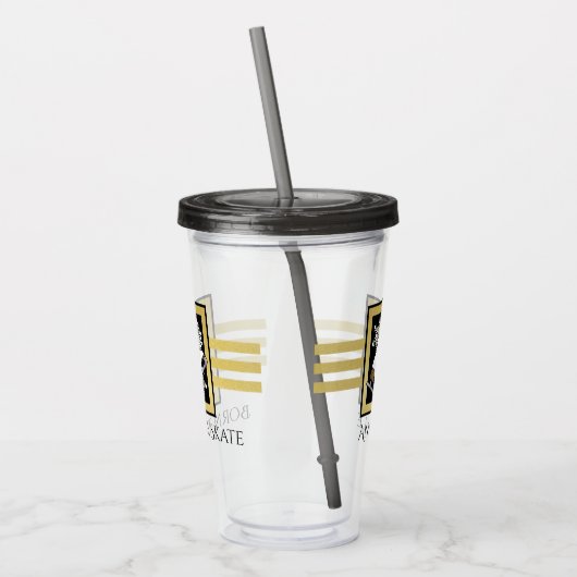 Gepersonaliseerde zwarte en gouden ijsbrekers acryl drinkbeker (Links)