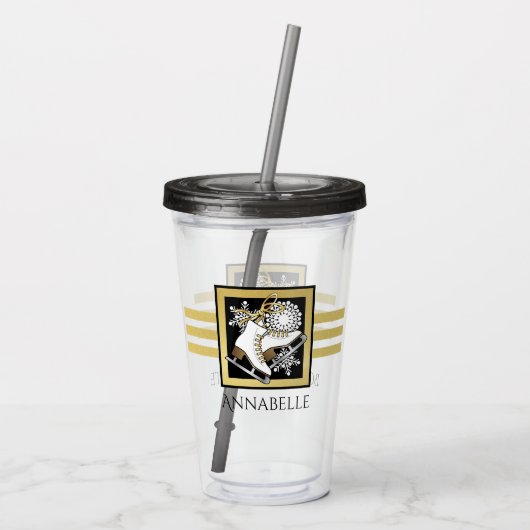 Gepersonaliseerde zwarte en gouden ijsbrekers acryl drinkbeker (Achterkant)