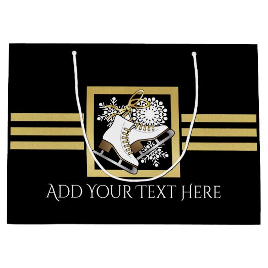 Gepersonaliseerde zwarte en gouden ijsbrekers groot cadeauzakje (Voorkant)