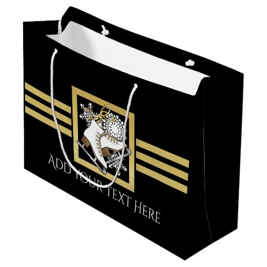 Gepersonaliseerde zwarte en gouden ijsbrekers groot cadeauzakje (Voorkant Gekanteld)