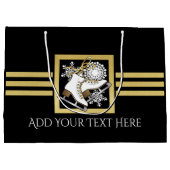 Gepersonaliseerde zwarte en gouden ijsbrekers groot cadeauzakje (Achterkant)