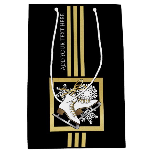 Gepersonaliseerde zwarte en gouden ijsbrekers medium cadeauzakje (Voorkant)