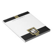 Gepersonaliseerde zwarte en gouden ijsbrekers notitieblok (Schuin)