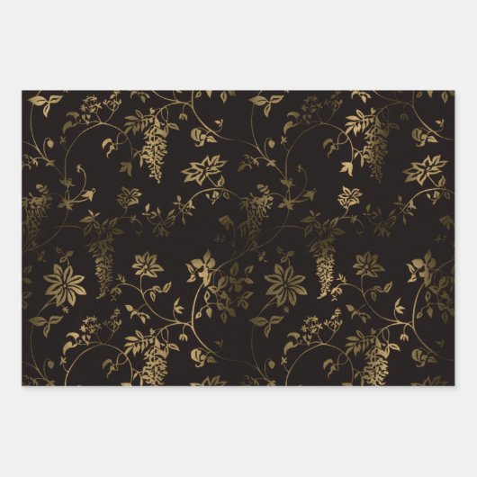 Gepersonaliseerde zwarte en gouden kerstcadeautjes inpakpapier vel (Voorkant 3)