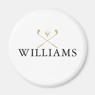 Gepersonaliseerde zwarte en gouden naam golfclubs magneet