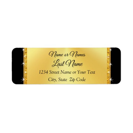 Gepersonaliseerde zwarte en gouden retour adreslab etiket (Voorkant)