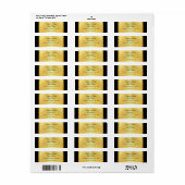 Gepersonaliseerde zwarte en gouden retour adreslab etiket (Full Sheet)