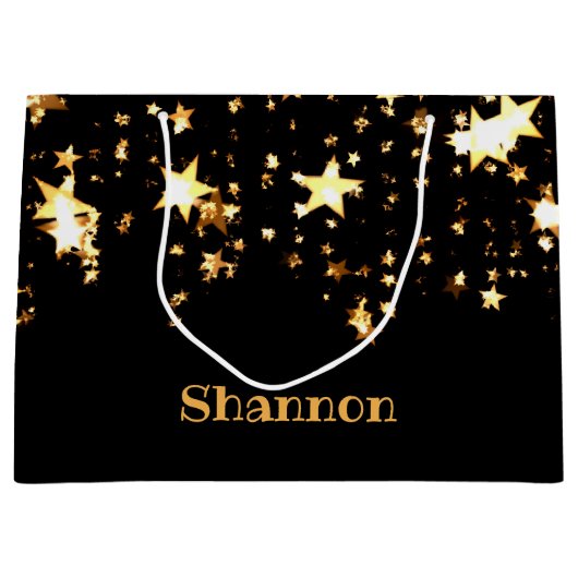 Gepersonaliseerde zwarte en gouden sterren - Mouss Groot Cadeauzakje (Voorkant)