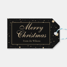 Gepersonaliseerde zwarte en gouden Sterrennacht ke Cadeaulabel