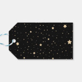 Gepersonaliseerde zwarte en gouden Sterrennacht ke Cadeaulabel (Achterkant Horizontaal)