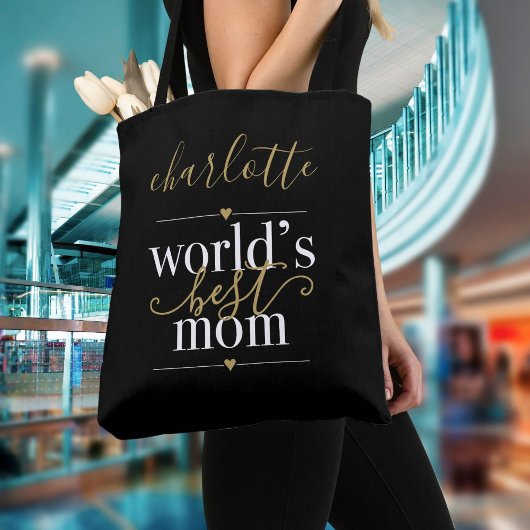 Gepersonaliseerde zwarte en gouden werelden Beste Tote Bag