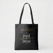 Gepersonaliseerde zwarte en goudkleurige supermam tote bag (Voorkant)