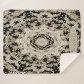Gepersonaliseerde zwarte en ivoren bloemenmandala sherpa deken (Voorkant (horizontaal))