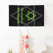 Gepersonaliseerde zwarte en limoengroene bar mitsw spandoek (Insitu)