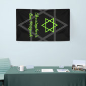 Gepersonaliseerde zwarte en limoengroene bar mitsw spandoek (Beurs)