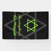 Gepersonaliseerde zwarte en limoengroene bar mitsw spandoek (Horizontaal)