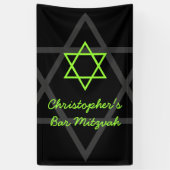 Gepersonaliseerde zwarte en limoengroene bar mitsw spandoek (Verticaal)