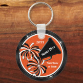 Gepersonaliseerde zwarte en Oranje schaakgeschenke Sleutelhanger (Voorkant)