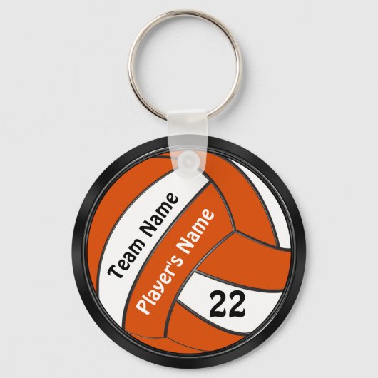 Gepersonaliseerde zwarte en Oranje volleybalSleute Sleutelhanger (Voorkant)