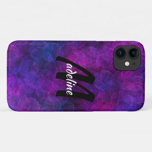 Gepersonaliseerde zwarte en Paarse Abstracte bubbe Case-Mate iPhone Case (Achterkant (horizontaal))
