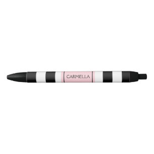 Gepersonaliseerde zwarte en roze strippen inkt pen