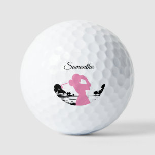Gepersonaliseerde zwarte en roze vrouwen golfballen