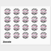 Gepersonaliseerde zwarte en roze Zebra Stickers (Vel)