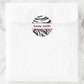 Gepersonaliseerde zwarte en roze Zebra Stickers (Tas)