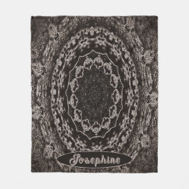Gepersonaliseerde zwarte en taupe mandala fleece deken