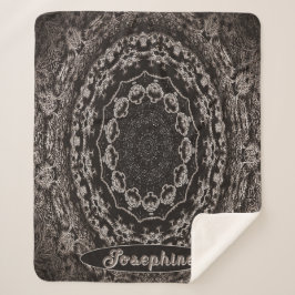 Gepersonaliseerde zwarte en taupe mandala sherpa deken