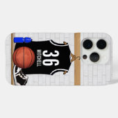 Gepersonaliseerde zwarte en witte Basketball Jerse Case-Mate iPhone Case (Achterkant (horizontaal))