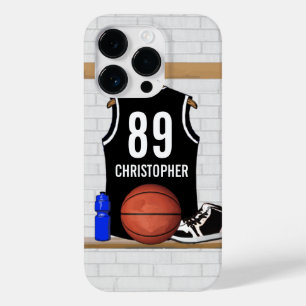 Gepersonaliseerde zwarte en witte Basketball Jerse Case-Mate iPhone Case